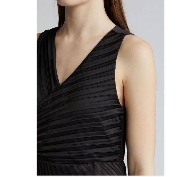 Sam Edelman‎ Pleated Asymmetric Hem Satin Dress, Classic Black, Size 10, NWT - Picture 4 of 6